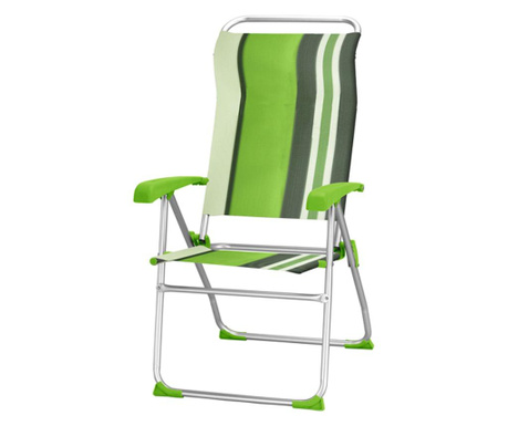RAKI parajuro scaun pliant din aluminiu, reglabil 8 pozitii pentru plaja, camping, verde