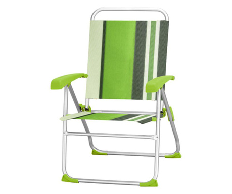 RAKI guamare scaun pliant din aluminiu 58x100x115cm, reglabil 8 pozitii pentru plaja, camping, verde  58x100x115 cm
