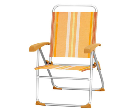 RAKI guamare scaun pliant din aluminiu 58x100x115cm, reglabil 8 pozitii pentru plaja, camping, orange  58x100x115 cm