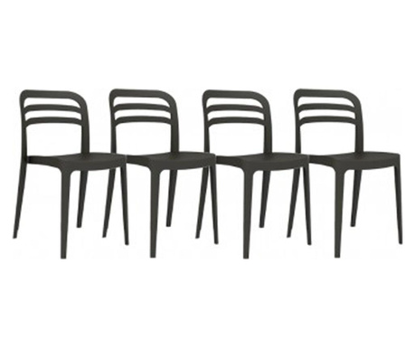 Set 4 scaune balcon CULINARO ASPEN culoare neagra polipropilena/fibra sticla 43,9x45,3xh81,7cm