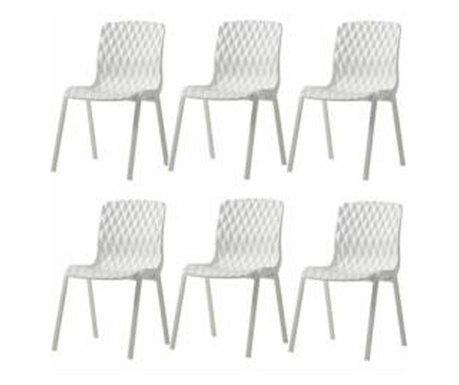 Set 6 scaune terasa CULINARO ROYAL culoare alb 52x50xH83cm polipropilena/fibra sticla