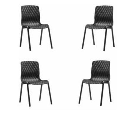 Set 4 scaune balcon CULINARO ROYAL culoare neagra 52x50xH83cm polipropilena/fibra sticla