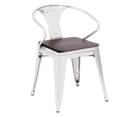 Raki retro scaun metalic cu sezut lemn 56x51x80 cm