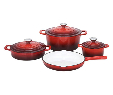 Set oale fonta masiva Xanten Premium Red, emailate,7 piese