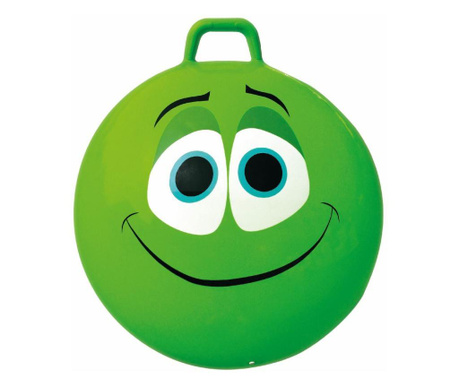 Minge gonflabila de sarit, pentru copii, model smiley face verde, 65 cm