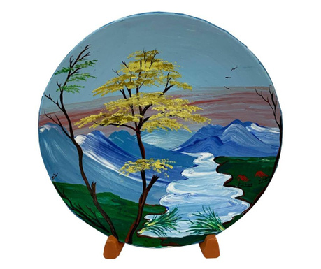 Farfurie decorativa din ceramica de Arges realizata manual, Argcoms, Pictura cu peisaj (3)