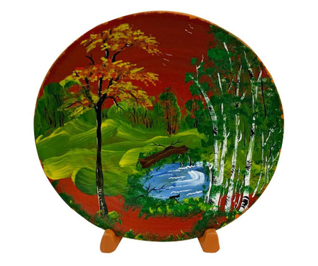 Farfurie decorativa din ceramica de Arges realizata manual, Argcoms, Pictura cu peisaj (4)