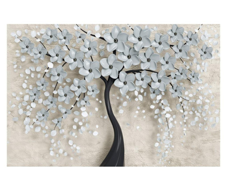 Fototapet autocolant PVC , Abstract copac cu flori albe, 200x300 cm