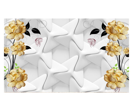 Fototapet autocolant PVC , Flori aurii abstract, 200x300 cm