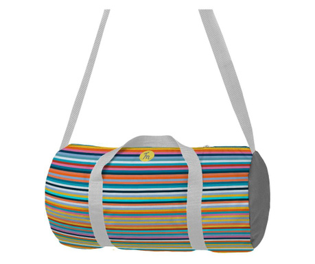 Geanta Sport Fitness Handmade, Gym Duffle Bag Original Mulewear, Abstract Dungi Usoare, Easy Stripes, Multicolor, 22 L