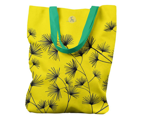 Geanta Handmade, Tote Bag Liner Captusit Original Mulewear, Botanic Flori, Golden Bliss, Multicolor, 45x37 cm