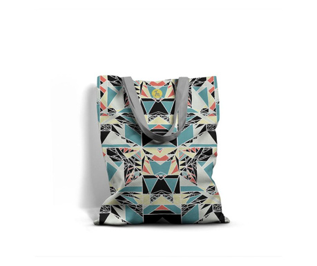 Geanta Handmade, Tote Bag Basic Original Mulewear, Geometric Abstract Privind prin Stroboscop, Strobo Madness 2, Multicolor, 43x