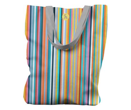 Geanta Handmade, Tote Bag Liner Original Mulewear, Abstract Dungi Usoare, Easy Stripes, Multicolor, 45x37 cm