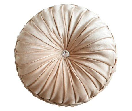 Perna decorativa rotunda catifea premium model luxe crem-bej 33 cm
