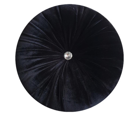 Perna decorativa rotunda catifea negru mat 33 cm
