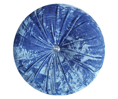 Perna decorativa rotunda catifea albastru efect 33 cm