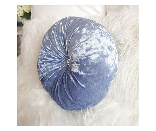 Perna decorativa rotunda catifea albastru deschis 33 cm