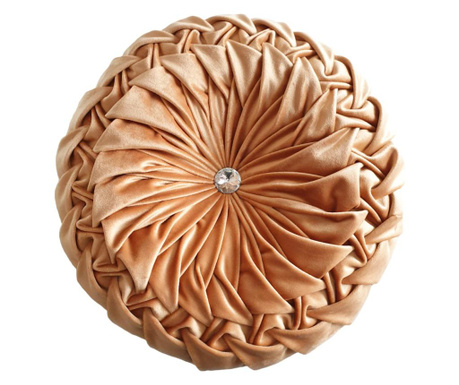 Perna decorativa rotunda catifea model premium caramel 33 cm