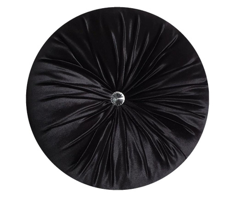 Perna decorativa rotunda catifea negru lucios 33 cm