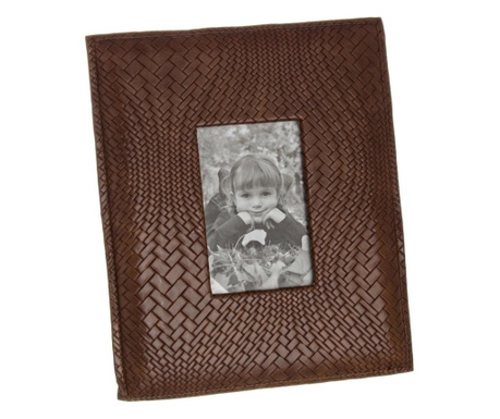 Namizni okvir za fotografije iz rjavega ekološkega usnja 25 cm x 1,5 cm x 29,5 h