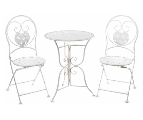 Set od 2 sklopive stolice i 1 stola od bijelog željeza 41x49x94 cm