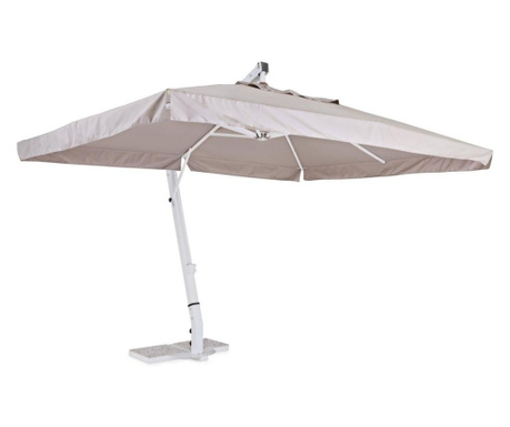 Umbrela de gradina cu picior din fier alb si copertina textil gri rialto 300x400x320 cm