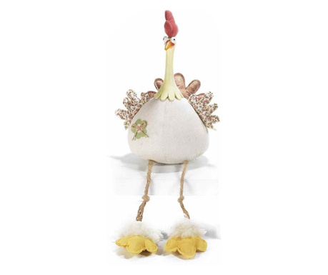 Dekoracija za kokoš u smeđe-bijelom tekstilu 19 cm x 16 cm x 46 h