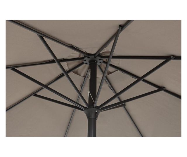 Градински чадър с черна метална основа и бежов текстилен сенник Kalife Ø 300 см x 242 см