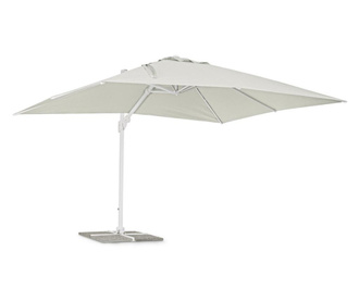 Umbrela de gradina cu picior din fier copertina textil alb eden 300x400x260 cm