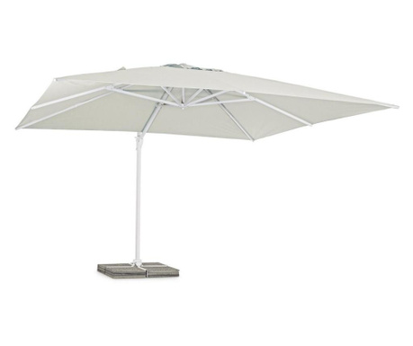 Umbrela de gradina cu picior din fier copertina textil alb eden 400x400x270 cm