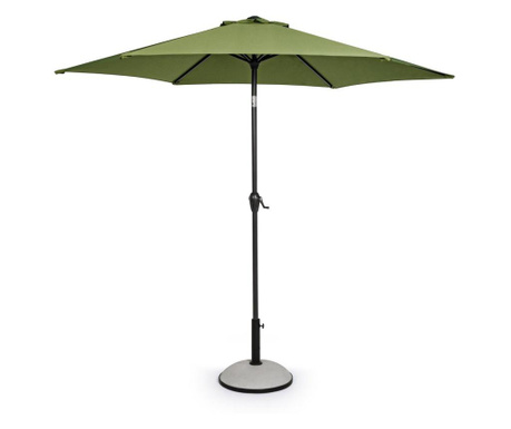 Umbrela de gradina cu picior din fier negru si copertina textil verde kalife Ø 270x235 cm