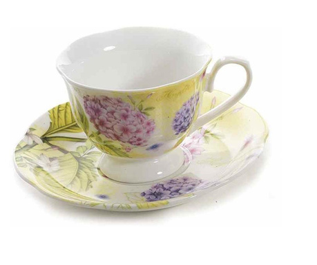 Porcelán csésze, rózsaszín virágdísz, 7,5x5,5 cm 80 ml
