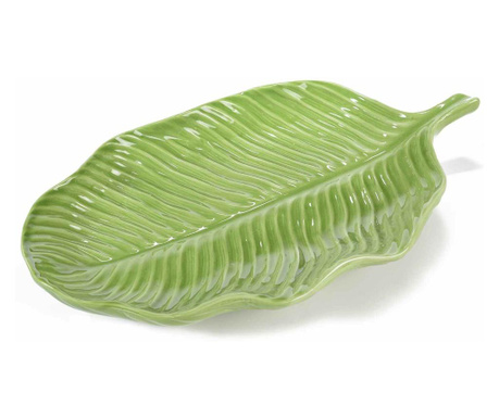 Platou decorativ ceramica verde leaf 30x17 cm