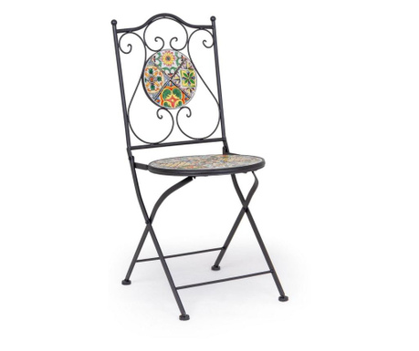 Стол С облегалка Згъваем Желязо Черен със седалка От керамика naxos