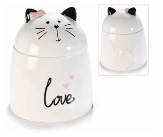 Ukrasna bijela keramička posuda Cat Ø 15 cm x 18 h