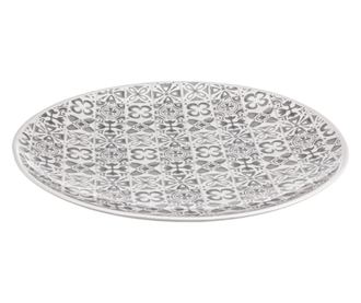 Bijelo sivi keramički ukrasni tanjur Ares Ø 40 cm x 4,5 h