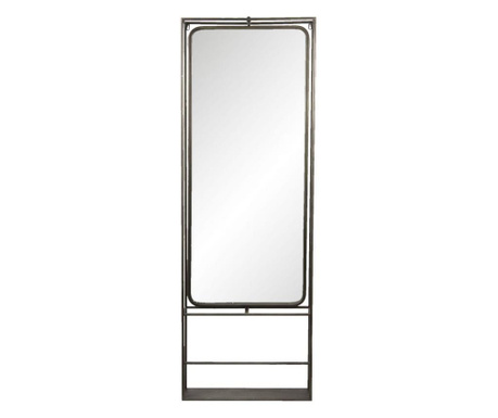 Zidno ogledalo s policom u smeđem željeznom okviru 60 cm x 13 cm x 180 h