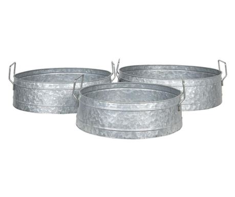 Set 3 ghivece flori din metal argintiu