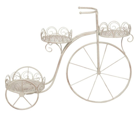 Nosač za biciklističke posude za cvijeće od patiniranog krem željeza 74 cm x 25 cm x 56 h