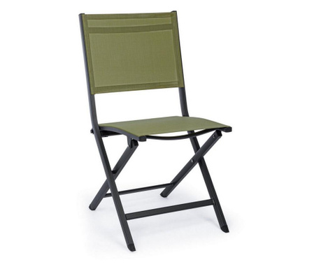 Sklopiva stolica s crnim željeznim naslonom i zelenim sjedalom Elin 47 cm x 57 cm x 88 h