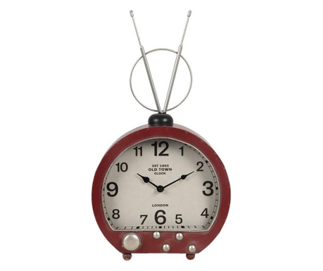 Сребрист метален настолен часовник кафяво дърво 26x10x47 cm