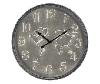 Zidni sat od sivog metala Karta svijeta Ø 48 cm x 6 cm