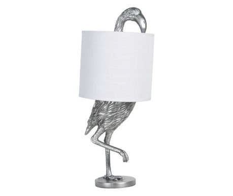 Настолна лампа От Полирезин сив с Абажур Бяло flamingo Ø 20x50 См
