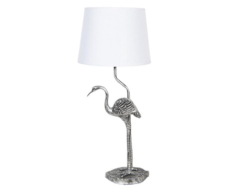 Okrasna svetilka iz srebrnega poliresina z belim senčnikom iz blaga Flamingo Ø 25 cm x 28 h