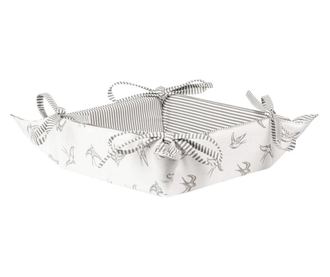 Kosz na chleb z szarej białej bawełny 35 cm x 35 cm x 8 godz