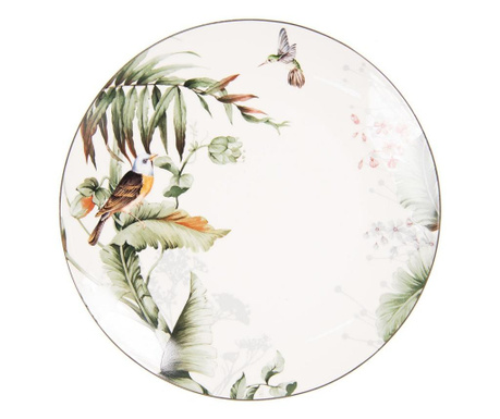 Fehér porcelán tányér madár díszítéssel Ø 26 cm x 2 h