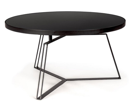 Zaira stolić za kavu sa željeznim nogama i crnom staklenom pločom Ø 70 cm x 38 h