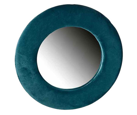 Oglinda de perete cu rama din catifea albastru Ø 37 cm