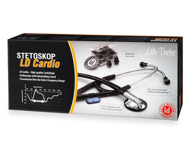 Stetoscop little doctor ld cardio, profesional, 3 seturi de olive auriculare, o diafragma de schimb, placuta de identificare, ne