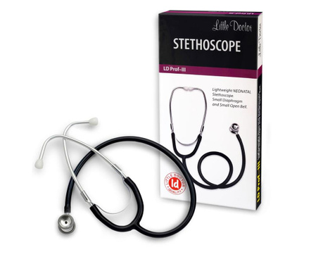 Stetoscop neonatal little doctor ld prof iii, stetoscop metalic utilizabil pe ambele parti, diafragma mica, negru/inox  Lungime